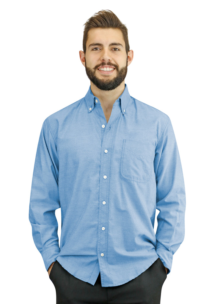 camisa de servicio manga larga azul